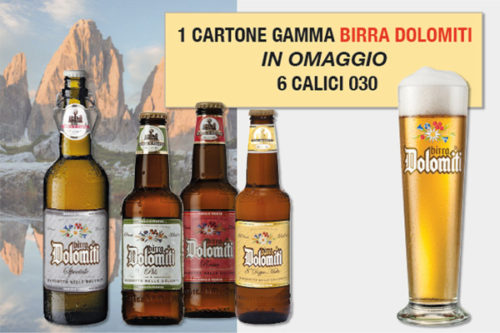 Promo birra Dolomiti omaggio 6 calici
